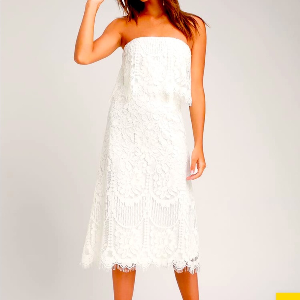 Lulus White Lace Midi Dress
